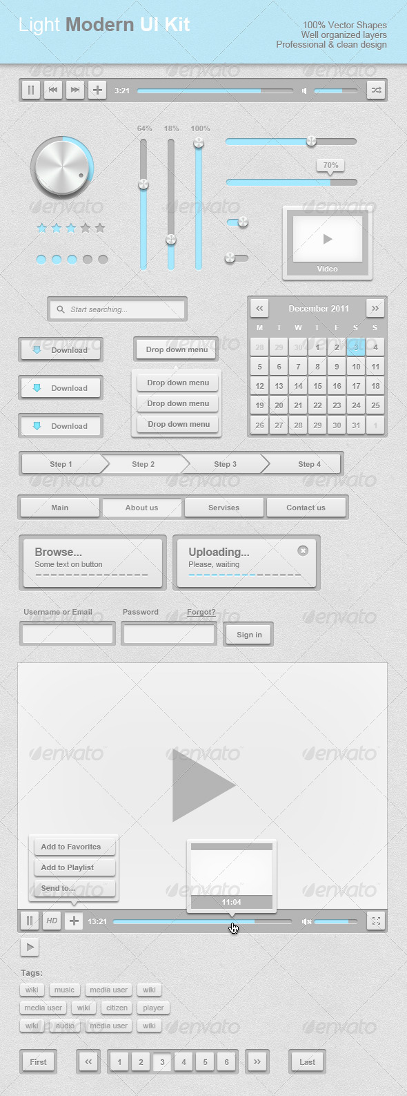 GraphicRiver Light Modern UI Kit 978732 GraphicRiver Light Modern UI Kit 978732