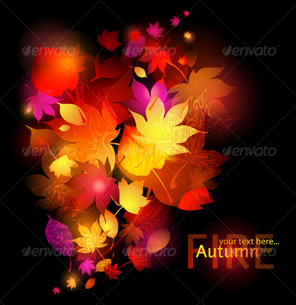 GraphicRiver Vector red leaves wind dark background 124673 GraphicRiver Vector red leaves wind dark background 124673