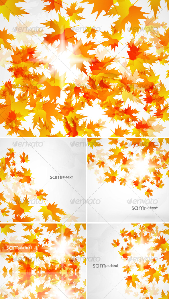 GraphicRiver Flying autumn leaves Vector background pack 128236 GraphicRiver Flying autumn leaves Vector background pack 128236