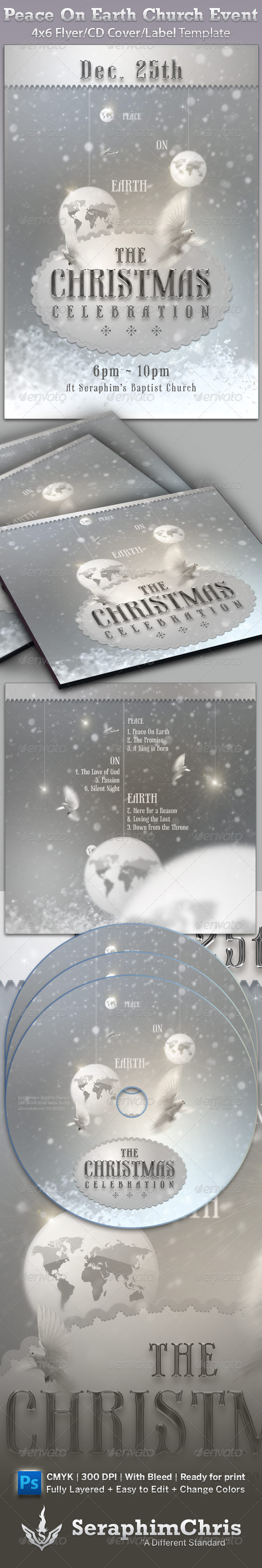 GraphicRiver Peace On Earth Christmas Church Event Flyer and CD 1028337 GraphicRiver Peace On Earth Christmas Church Event Flyer and CD 1028337