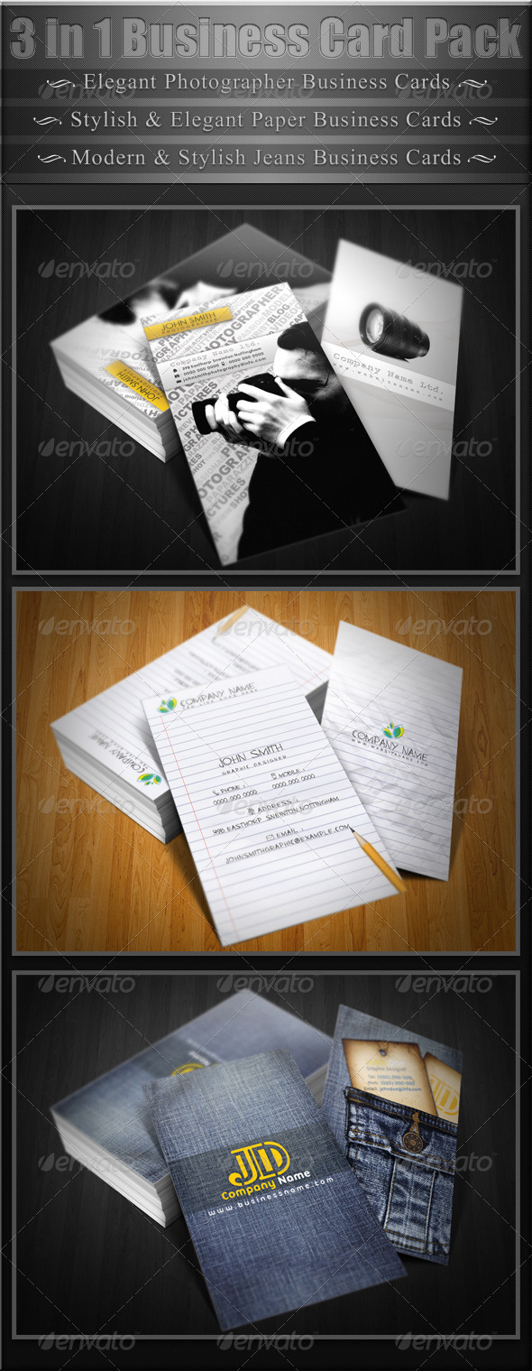 Graphic River 3 in 1 Business Cards Pack Print Templates - Business Cards Creative 1028948 Graphic River 3 in 1 Business Cards Pack Print Templates - Business Cards Creative 1028948