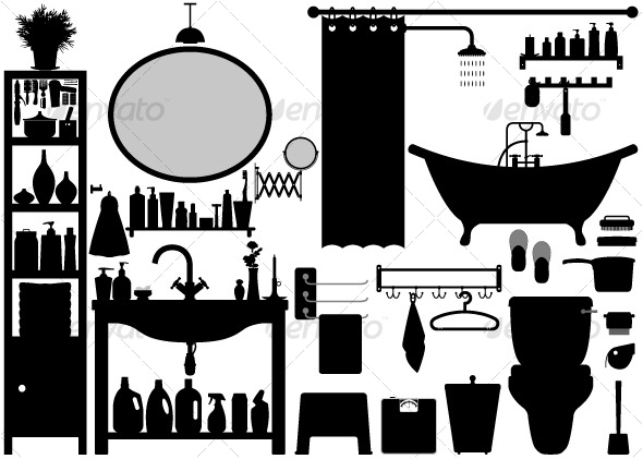 GraphicRiver Bathroom Toilet Design Set Vector 129561 GraphicRiver Bathroom Toilet Design Set Vector 129561