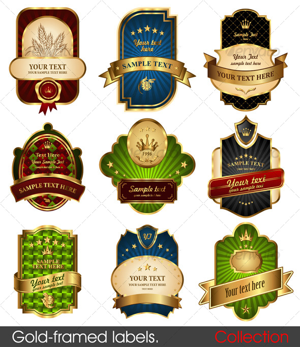 GraphicRiver Set of gold-framed labels 129751 GraphicRiver Set of gold-framed labels 129751