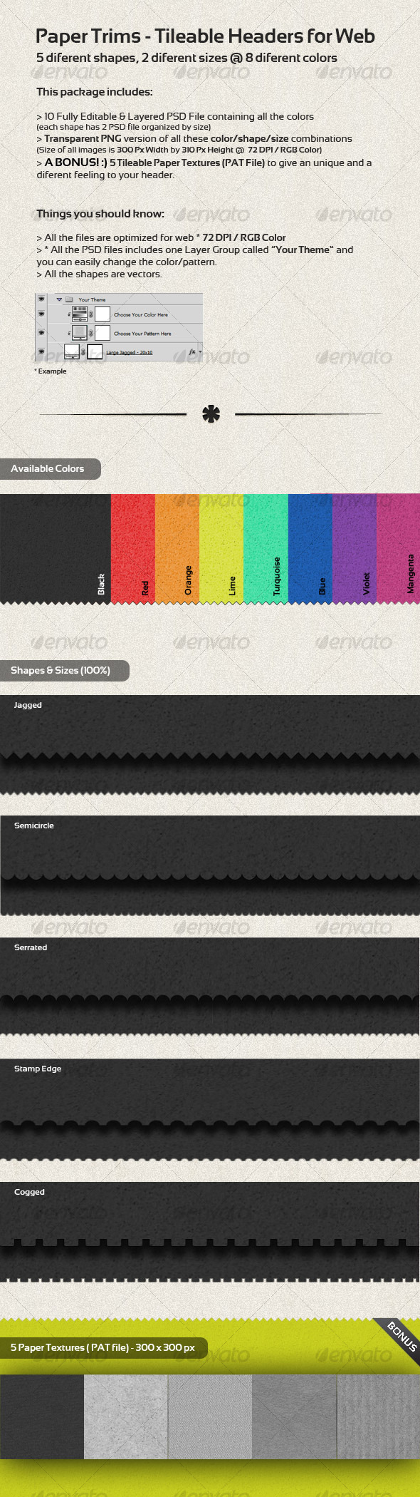 GraphicRiver Paper Trims Tileable Headers for Web 130654 GraphicRiver Paper Trims Tileable Headers for Web 130654