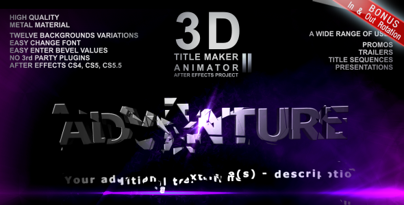 After Effects Project - VideoHive 3D Title Maker Animator II 921103 After Effects Project - VideoHive 3D Title Maker Animator II 921103