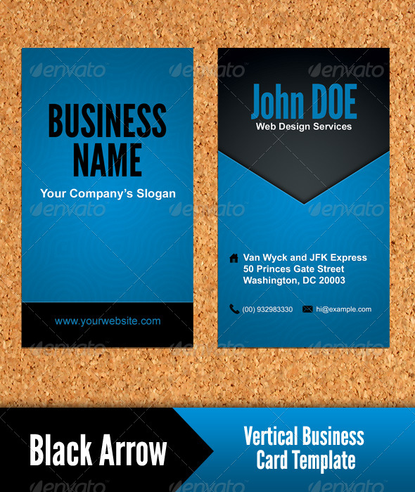 GraphicRiver Black Arrow Vertical Business Card Template 131827 GraphicRiver Black Arrow Vertical Business Card Template 131827
