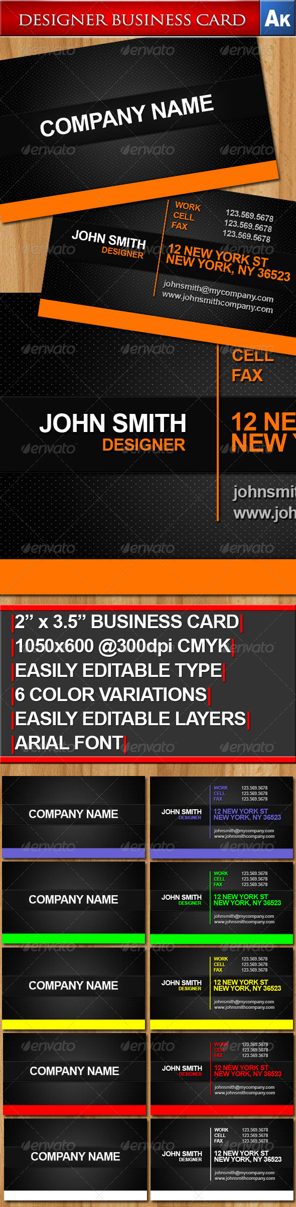 GraphicRiver Desiner Business Cards 6 Different Colors 134677 GraphicRiver Desiner Business Cards 6 Different Colors 134677
