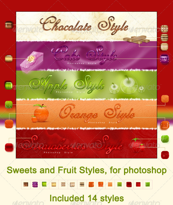 GraphicRiver Sweets and Fruit styles for photoshop 140229 GraphicRiver Sweets and Fruit styles for photoshop 140229