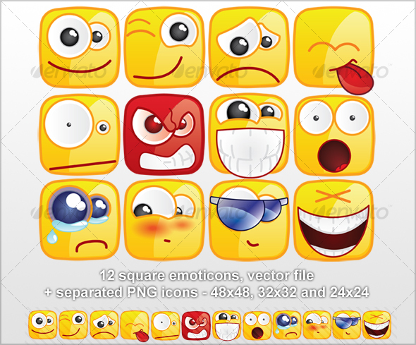 GraphicRiver 12 Square emoticons 31392 GraphicRiver 12 Square emoticons 31392