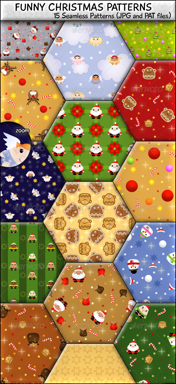 GraphicRiver Funny Christmas Seamless Patterns 142442 GraphicRiver Funny Christmas Seamless Patterns 142442