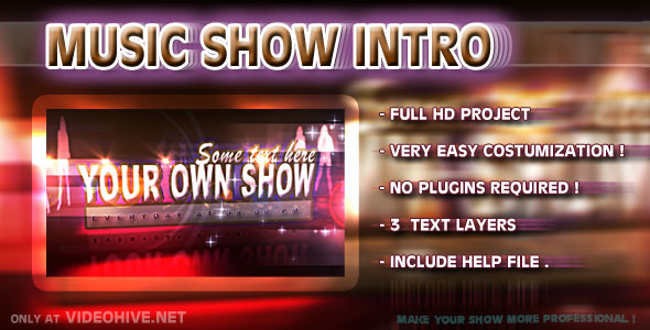 After Effects Project - VideoHive Music Show Intro Disco 143782 After Effects Project - VideoHive Music Show Intro Disco 143782