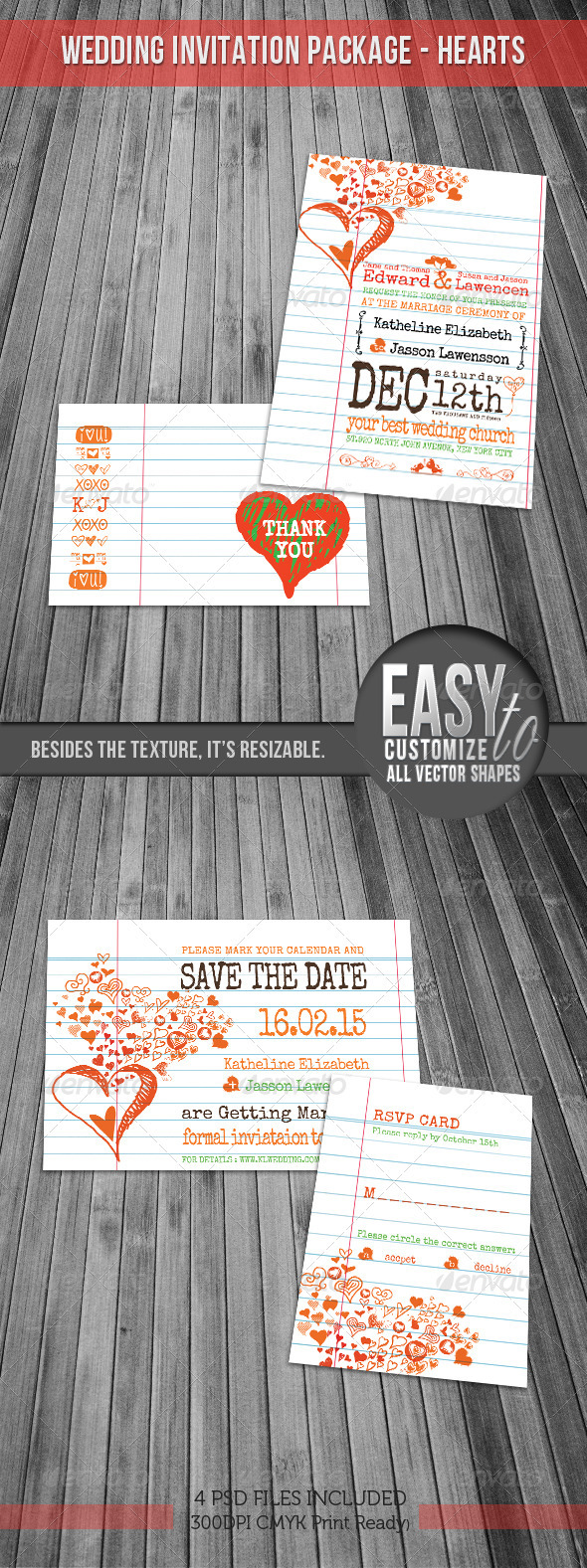 GraphicRiver Wedding Invitation Package Hearts Notebook 1177558 GraphicRiver Wedding Invitation Package Hearts Notebook 1177558