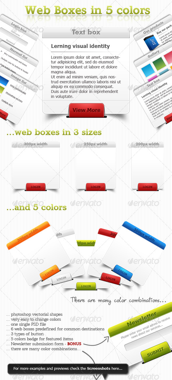 GraphicRiver Web boxes in 5 colors 145335 GraphicRiver Web boxes in 5 colors 145335