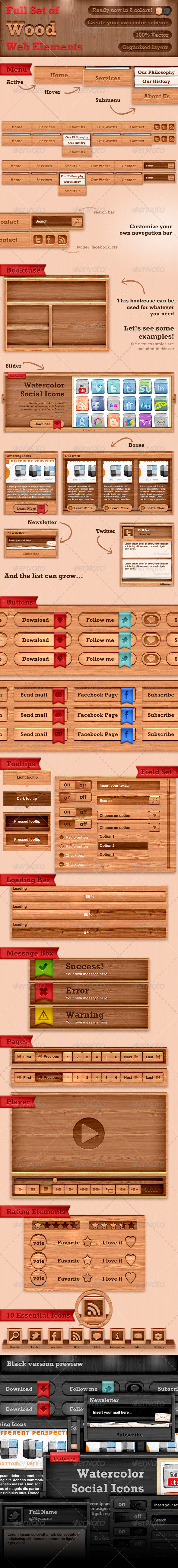 GraphicRiver Full Set of Wood Web Elements 145880 GraphicRiver Full Set of Wood Web Elements 145880