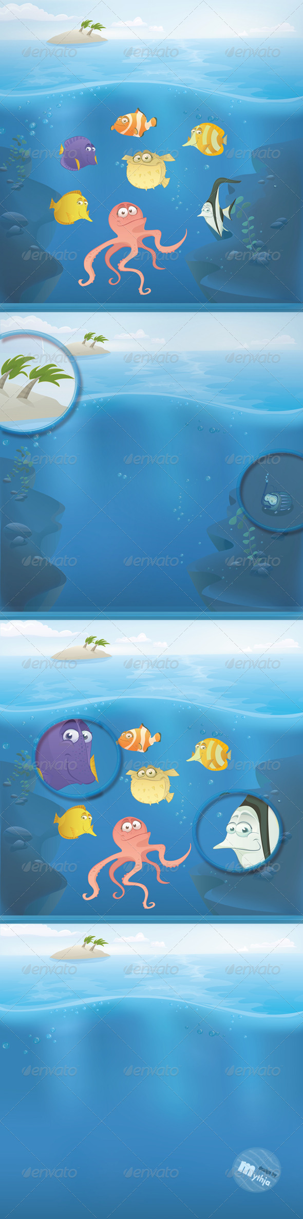 GraphicRiver Vector Fish Set with Summer Landscape 1237556 GraphicRiver Vector Fish Set with Summer Landscape 1237556
