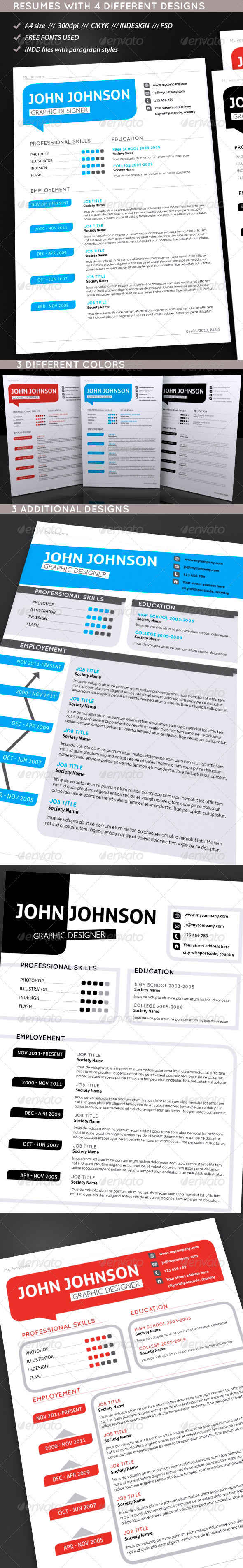 GraphicRiver Set Of Modern Resumes 1272183 GraphicRiver Set Of Modern Resumes 1272183