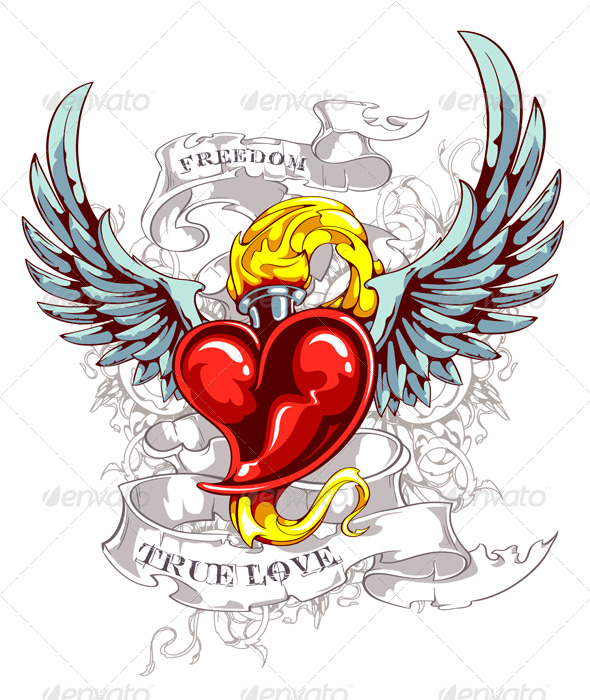 GraphicRiver Burning Heart with Wings 153954 GraphicRiver Burning Heart with Wings 153954
