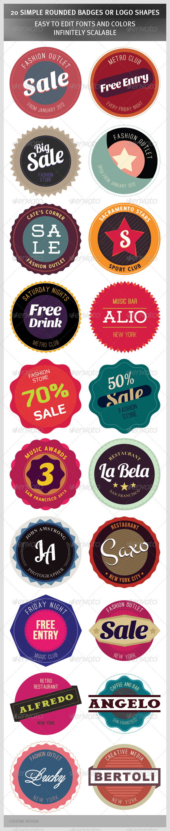 GraphicRiver 20 Simple Rounded Badges or Logo Shapes 1320108 GraphicRiver 20 Simple Rounded Badges or Logo Shapes 1320108