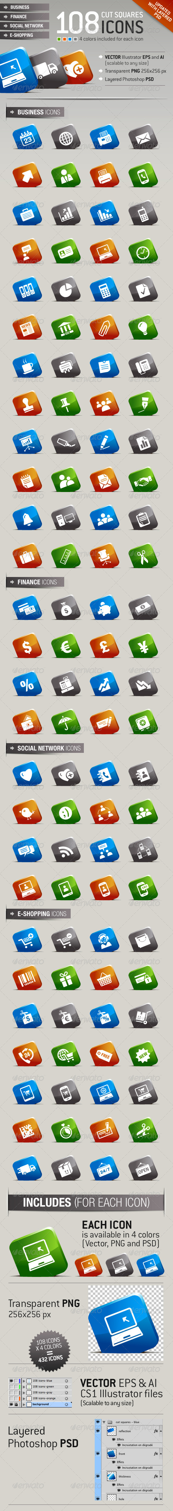 GraphicRiver 108 Cut Squares Icons 1288288 GraphicRiver 108 Cut Squares Icons 1288288