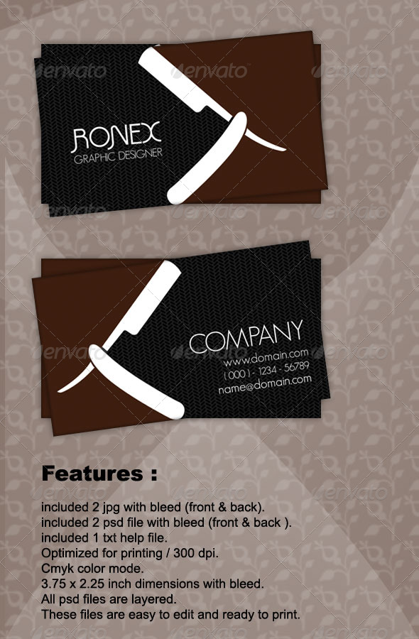 GraphicRiver Saloon Business Card 164230 GraphicRiver Saloon Business Card 164230