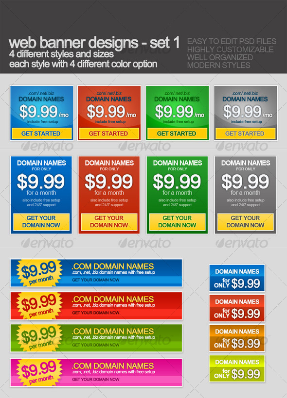 GraphicRiver Web banners with 16 styles and colors 54566 GraphicRiver Web banners with 16 styles and colors 54566