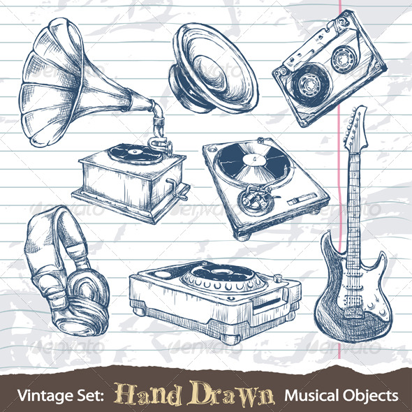 GraphicRiver Set of hand drawn musical objects 164952 GraphicRiver Set of hand drawn musical objects 164952