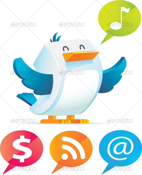 GraphicRiver Bird with talking bubble 55150 GraphicRiver Bird with talking bubble 55150