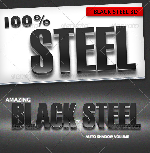 GraphicRiver Black Steel 3D Text Effects 166700 GraphicRiver Black Steel 3D Text Effects 166700