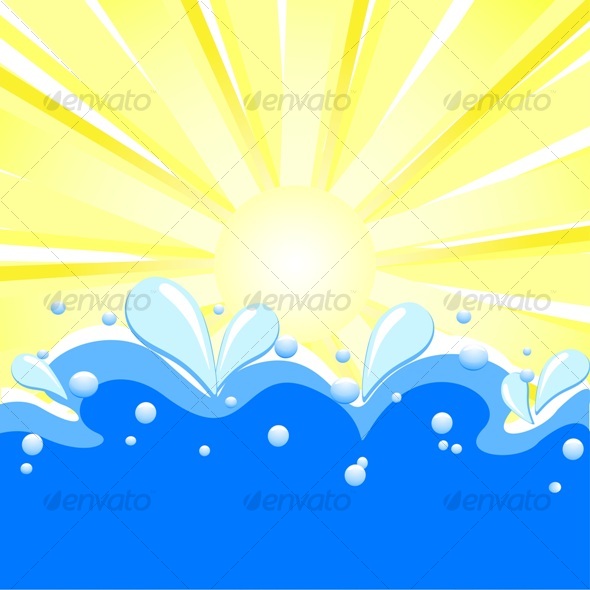 GraphicRiver summer background with sun rays waves 58248 GraphicRiver summer background with sun rays waves 58248