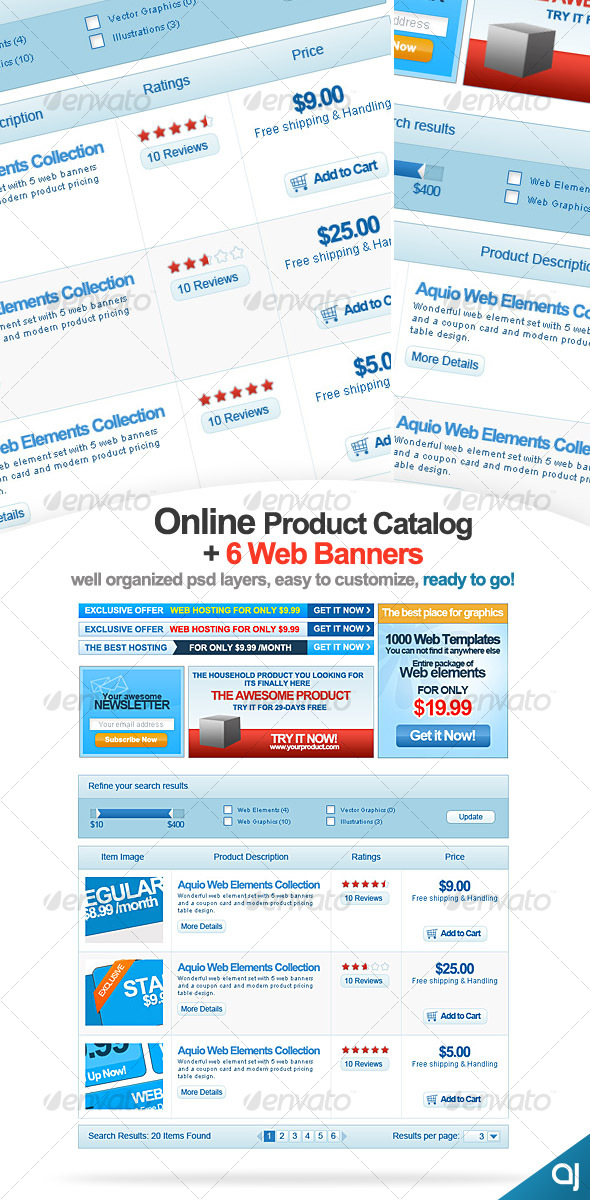 GraphicRiver Online Product Catalog & 6 Banners 58708 GraphicRiver Online Product Catalog & 6 Banners 58708
