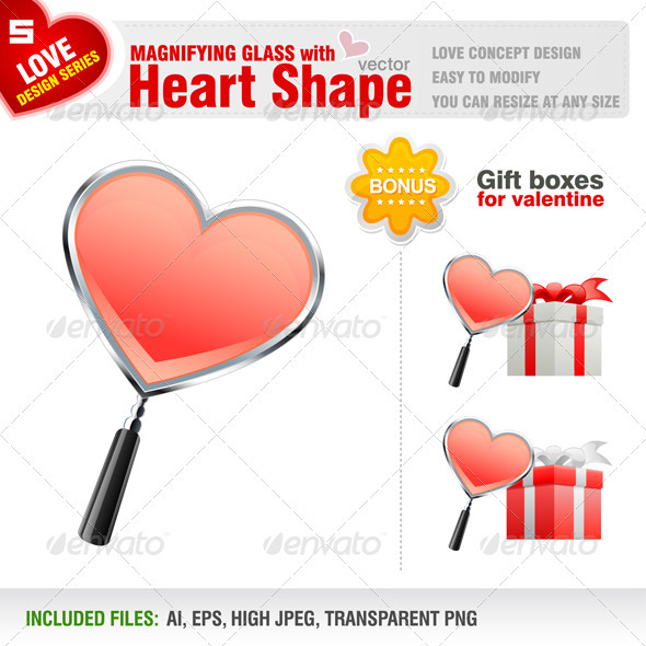 GraphicRiver Magnifying Glass with Heart Shape 1498447 GraphicRiver Magnifying Glass with Heart Shape 1498447