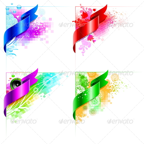 GraphicRiver Abstract Design With Floral Elements And Ribbon 1500512 GraphicRiver Abstract Design With Floral Elements And Ribbon 1500512