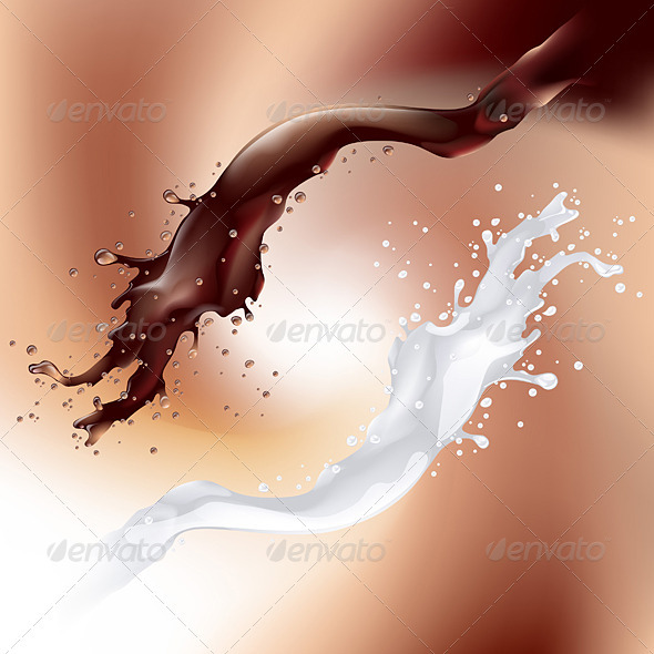 Graphic River Chocolate and Milk Splash Vectors - Objects Food 1541030 Graphic River Chocolate and Milk Splash Vectors - Objects Food 1541030