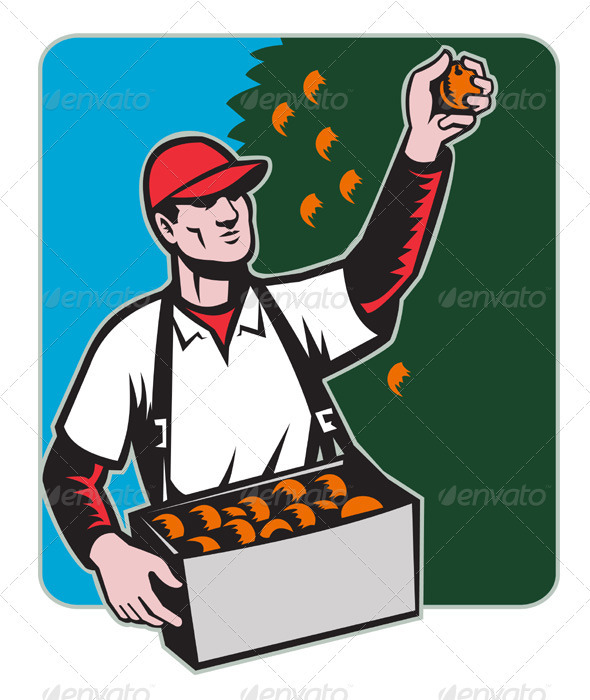 Graphic River Fruit Picker With Basket Retro Woodcut Vectors - Characters People 1541185 Graphic River Fruit Picker With Basket Retro Woodcut Vectors - Characters People 1541185