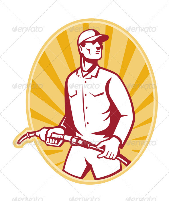 Graphic River Gas Jockey With Petrol Pump Nozzle Retro Vectors - Characters People 1541211 Graphic River Gas Jockey With Petrol Pump Nozzle Retro Vectors - Characters People 1541211