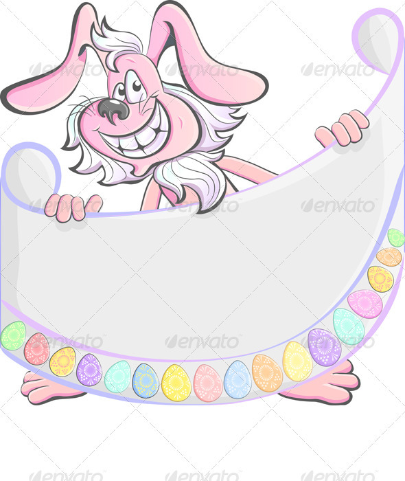 Graphic River Vector Cartoon Pink Easter Rabbit with Poster Vectors - Characters Animals 1556560 Graphic River Vector Cartoon Pink Easter Rabbit with Poster Vectors - Characters Animals 1556560