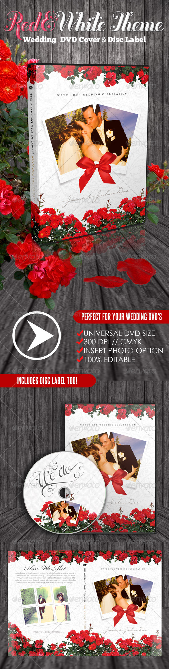 GraphicRiver Red & White Theme Wedding DVD & Disc Label 1566900 GraphicRiver Red & White Theme Wedding DVD & Disc Label 1566900
