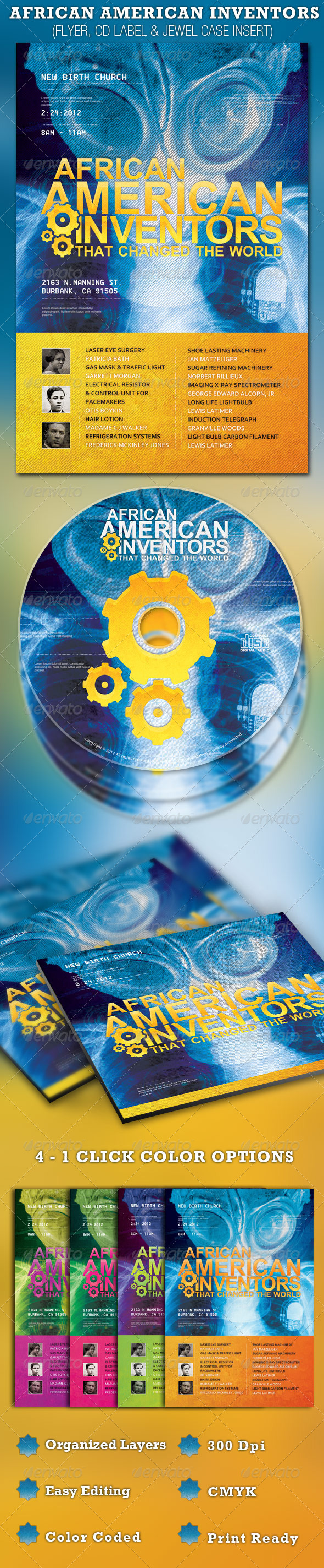 GraphicRiver African American Inventors Church Flyer and CD 1572939 GraphicRiver African American Inventors Church Flyer and CD 1572939
