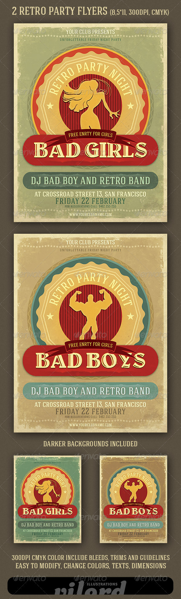 GraphicRiver 2 Retro Party Flyers 1585381 GraphicRiver 2 Retro Party Flyers 1585381