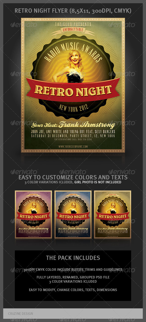 GraphicRiver Retro Night Flyer 1590638 GraphicRiver Retro Night Flyer 1590638