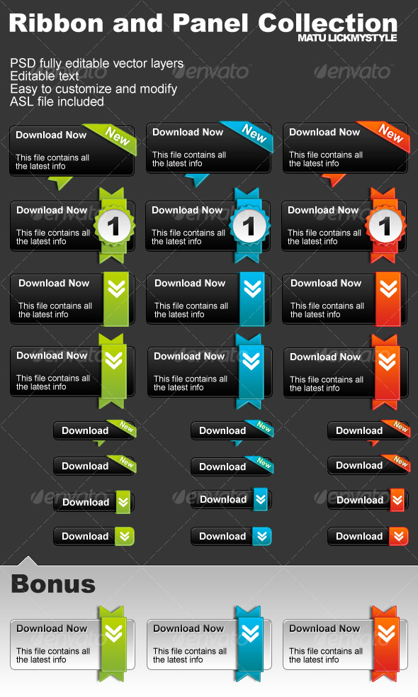 GraphicRiver Ribbon and Panel Button Collection 66924 GraphicRiver Ribbon and Panel Button Collection 66924