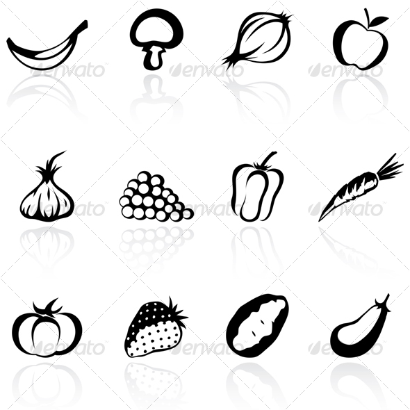 GraphicRiver fruit and vegetable silhouettes 68427 GraphicRiver fruit and vegetable silhouettes 68427