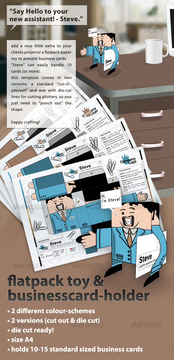 GraphicRiver flatpack papertoy & businesscard-holder Steve GraphicRiver flatpack papertoy & businesscard-holder Steve