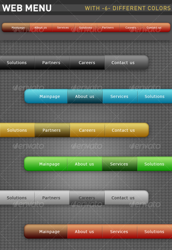 GraphicRiver Web Menu With Six Different Colors 69472 GraphicRiver Web Menu With Six Different Colors 69472
