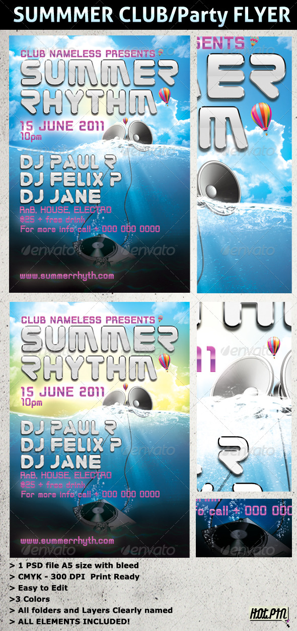 GraphicRiver SUMMER PARTY and CLUB Flyer Template 226839 GraphicRiver SUMMER PARTY and CLUB Flyer Template 226839