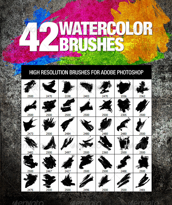 GraphicRiver 42 Watercolor Brushes 232167 GraphicRiver 42 Watercolor Brushes 232167