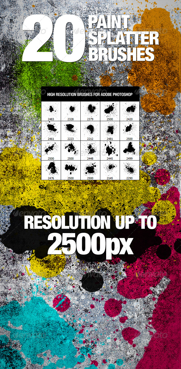 GraphicRiver 20 Paint Splatter Brushes 232630 GraphicRiver 20 Paint Splatter Brushes 232630