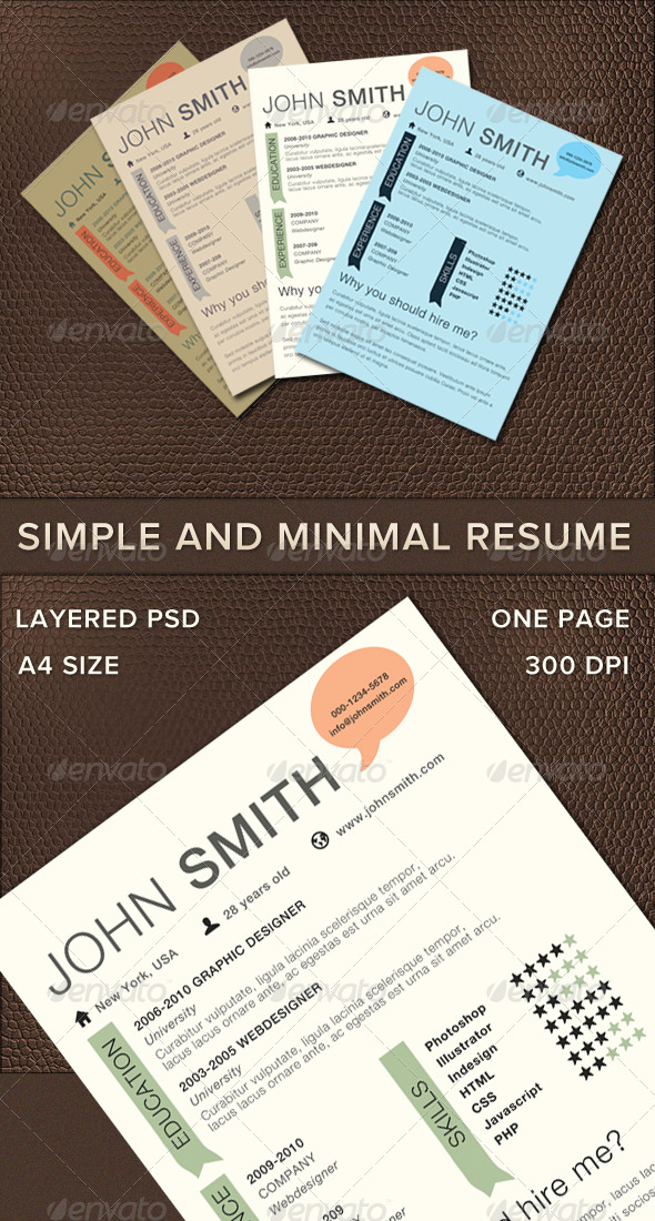 GraphicRiver Simple And Minimal Resume 236386 GraphicRiver Simple And Minimal Resume 236386
