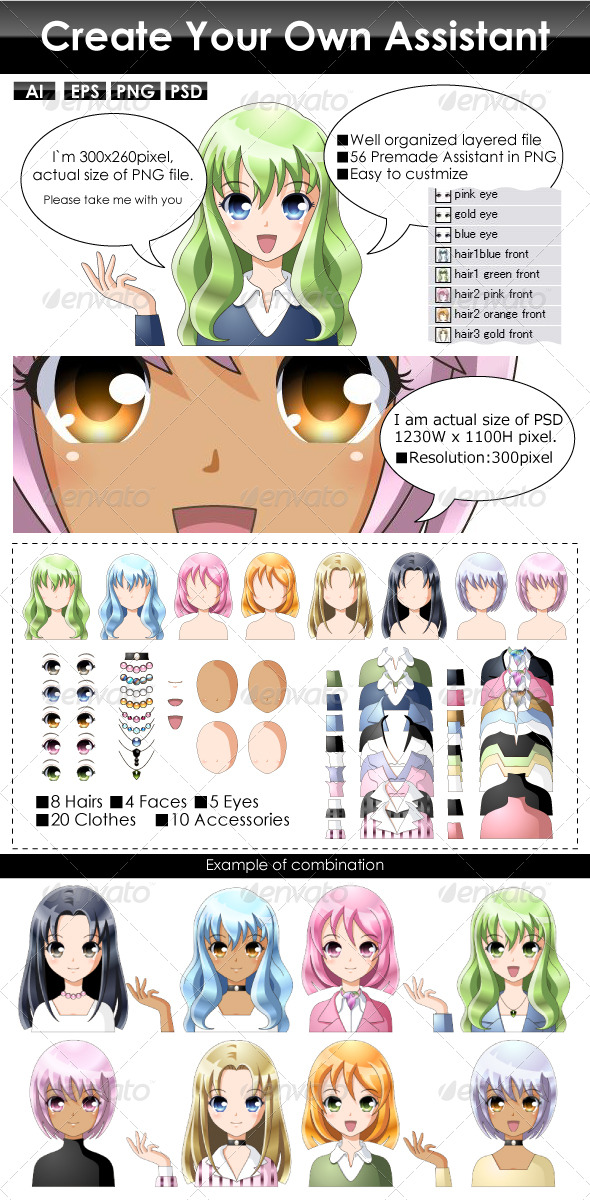 GraphicRiver Manga Illustration for Assistant Mascot or Avatar 237141 GraphicRiver Manga Illustration for Assistant Mascot or Avatar 237141