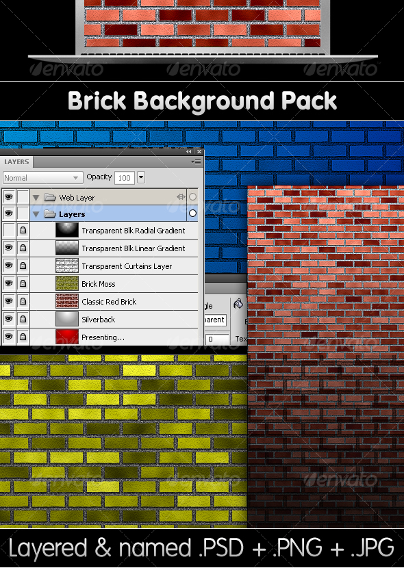 GraphicRiver Brick Backgrounds Pack PSD & PNG 78803 GraphicRiver Brick Backgrounds Pack PSD & PNG 78803
